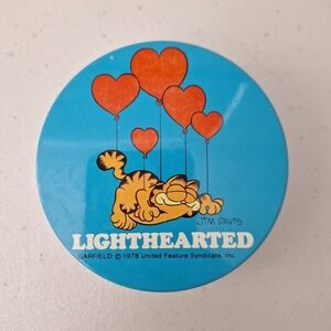 Vintage 1978 Garfield The Cat Valentines Metal Tin Trinket Box 'Lighthearted' US